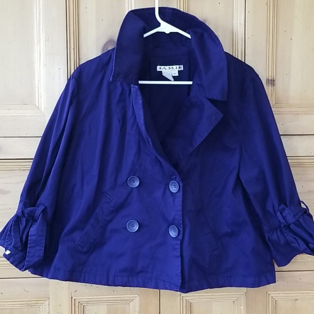 AMI Double Breasted Navy Jacket with Pockets